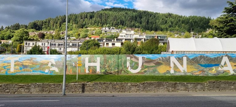 Tahuna is the local Maori name for Queenstown. Its painted sign was also totally awesome and I wish there had been an easy way to show you a series of six photos side-by-side to do this one justice.