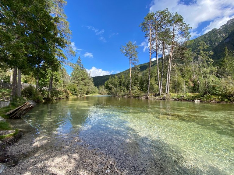 Pristine stream flowing to the lake