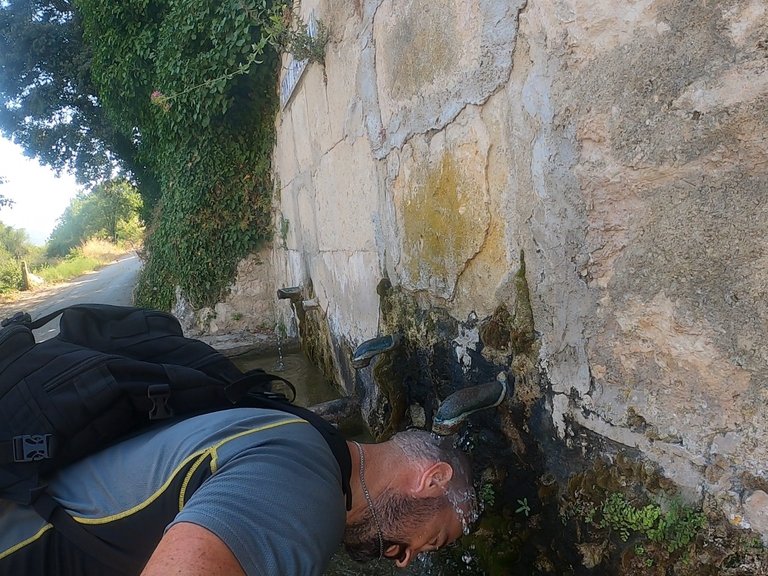 Cooling my head in the fountain.