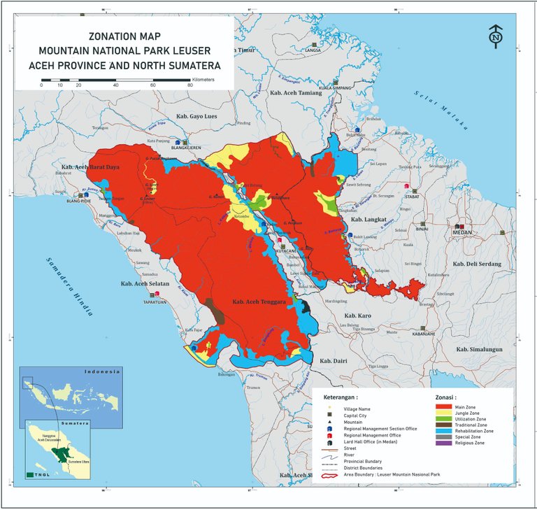 Zonation Map Mountain National Park Leuser