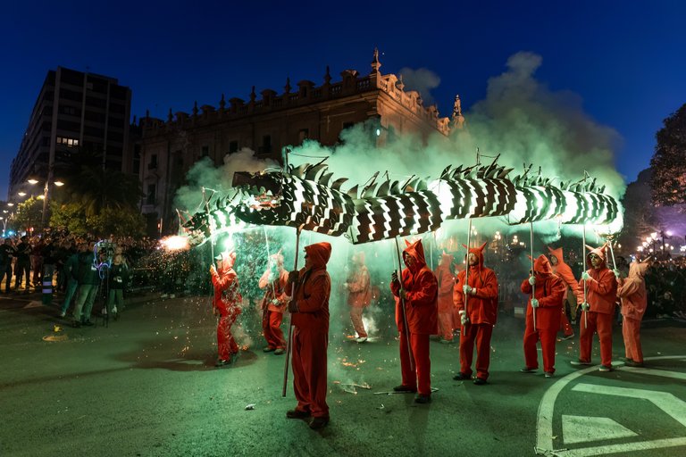 The Cabalgata del Fuego and Fireworks at the Puerta del Mar