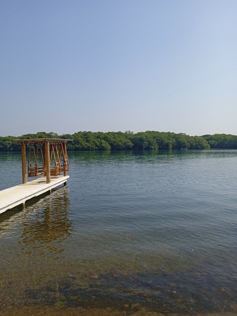 swing on a pier over the lake in ”Los Amigos”