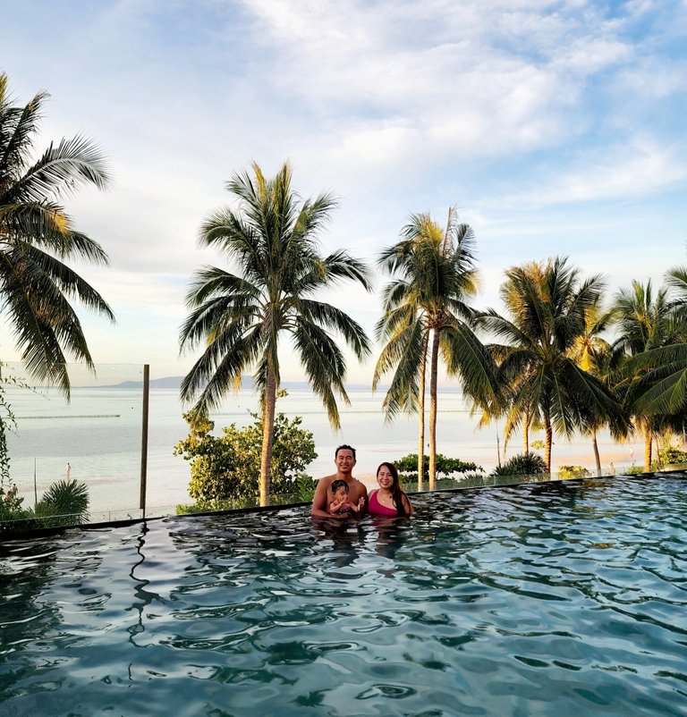 first day and enjoying the pool