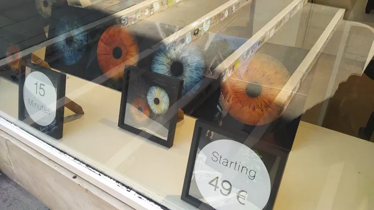 This shop can scan/photograph your eyeball and turn it into an art work. Better than Worldcoin, isn’t it?