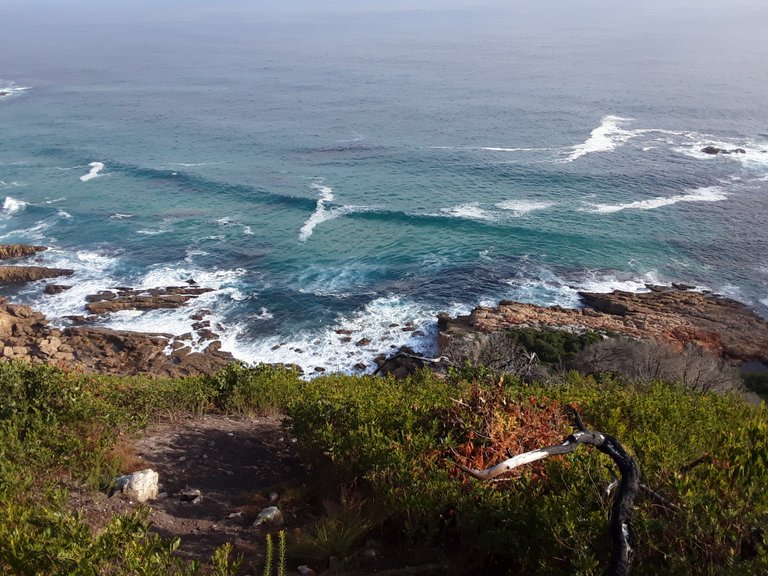 The access route down to the beach below