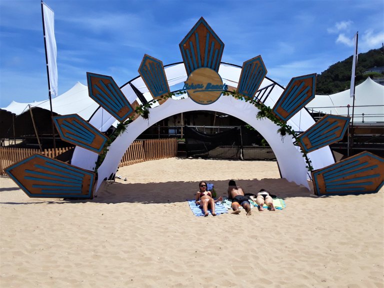 Entrance to the tented party venue for the holiday season festivities