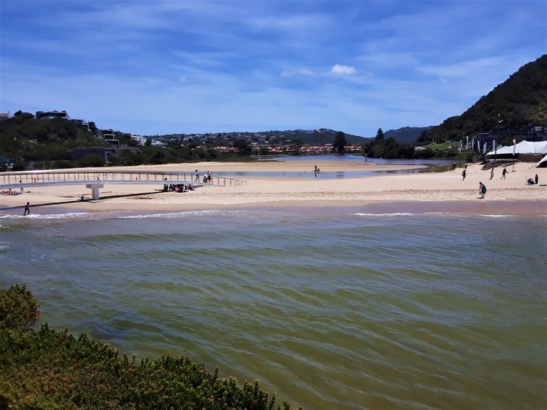 A good view of the Piesang River meandering down toward the bridge and then the sea