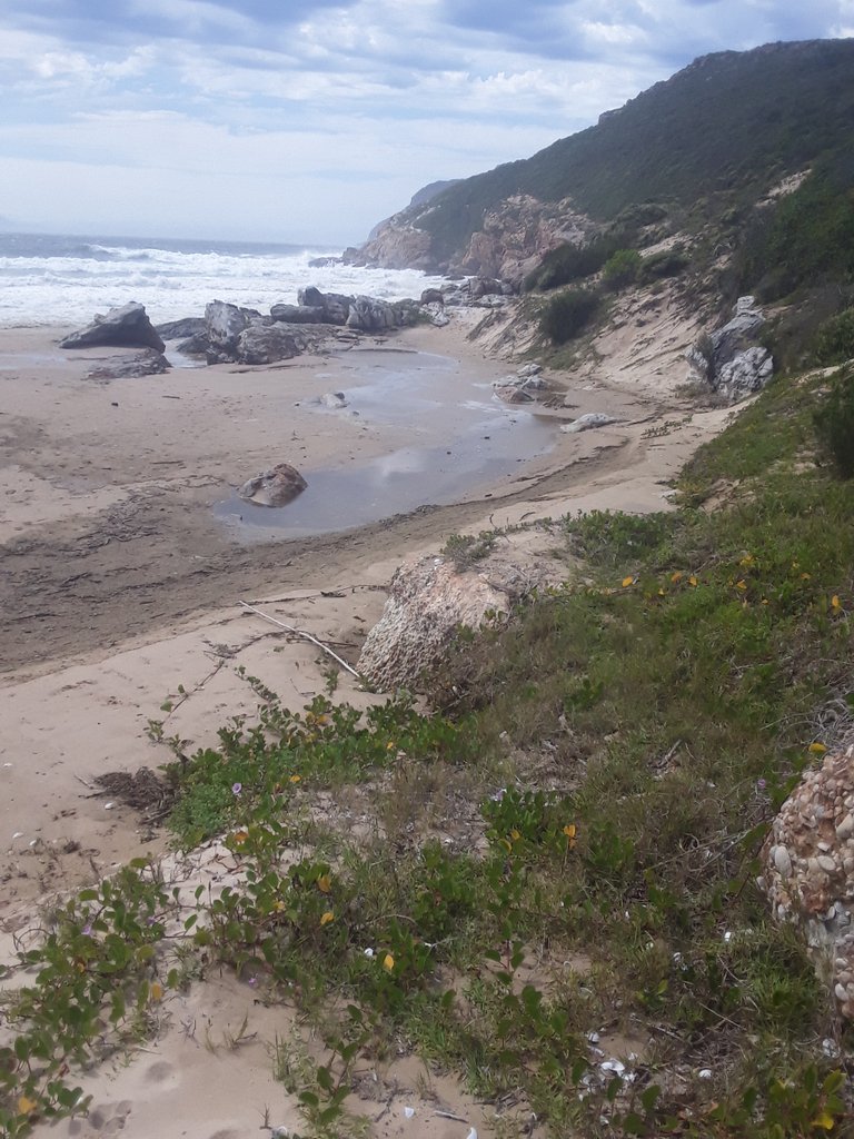 Higher than usual tidal surge on the autumn equinox with Robberg peninsula on the right