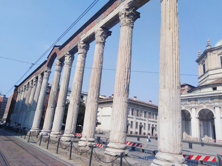 roman columns from the 3rd century in milan