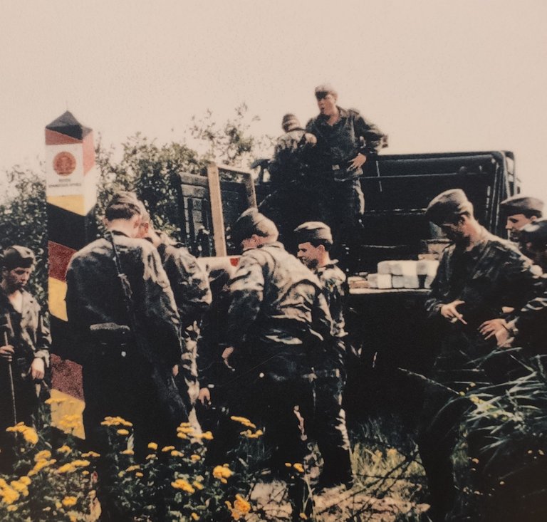 East german border guards at the border fence. (Pic: Petra)