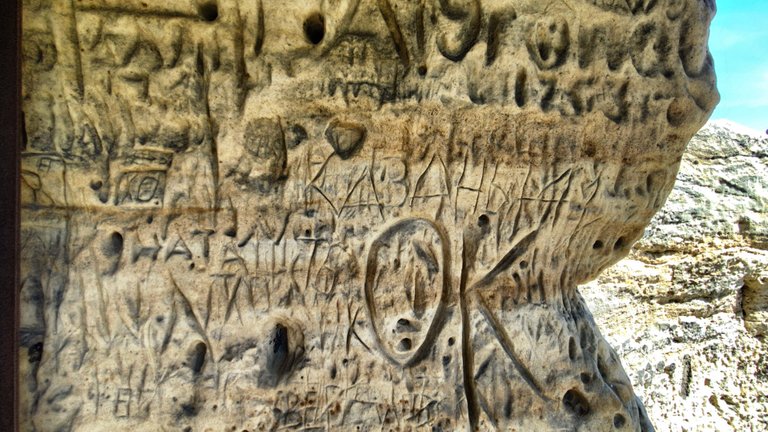 Stone letters from soviet soldiers