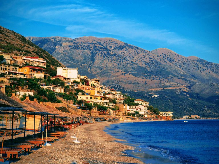 View along the beach