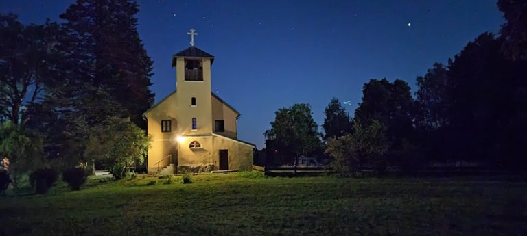 The church by night, with stars