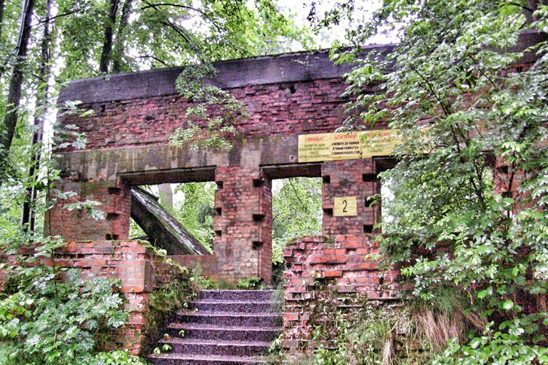 Remains of a brick building