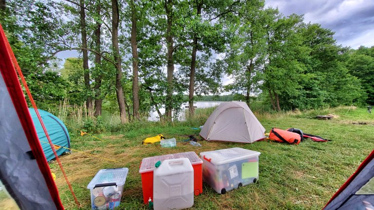 A tarp helps with drying