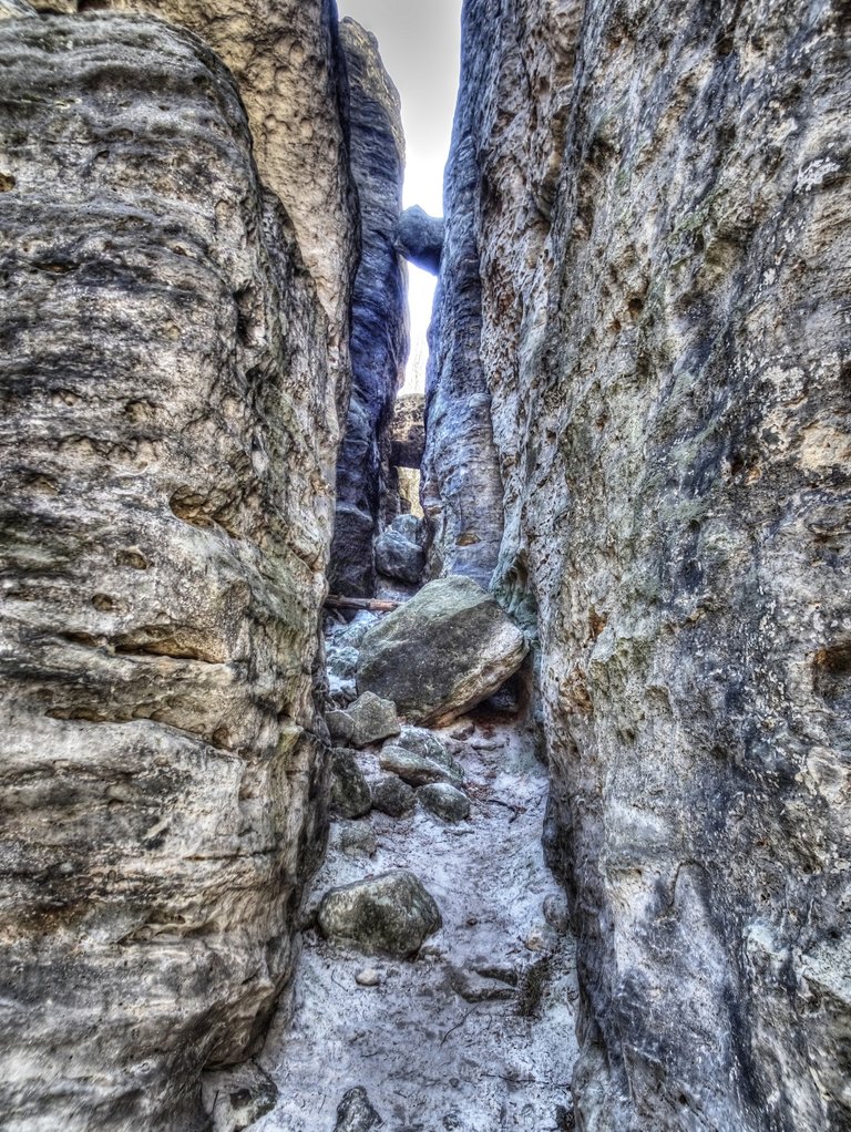Steep way through the rocks