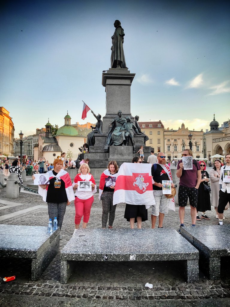 Belorussian protesters against the government in their hometown