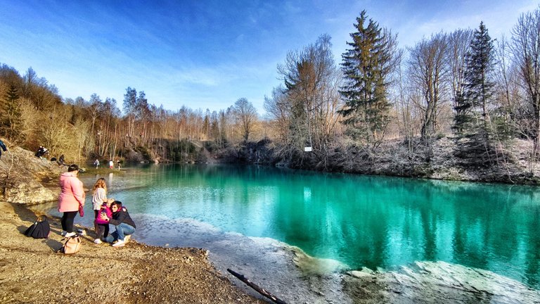 Seems like mystic blue: The small lake near the german village Rübeland