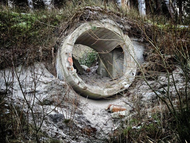 This is not a pipeline but a fallen one-man bunker