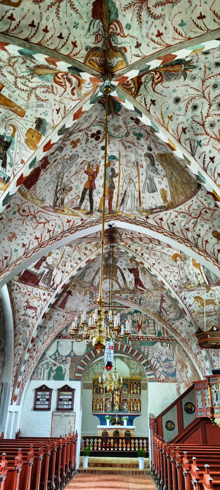 A danish church with typical painting