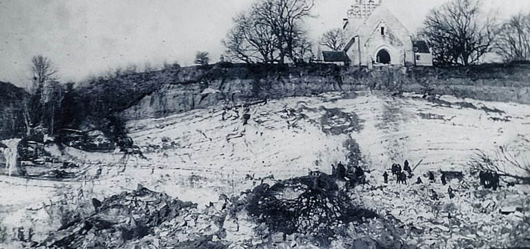 On eof the first pictures of the fallen church