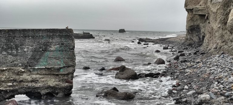 The bunker on the left hand side once was on land