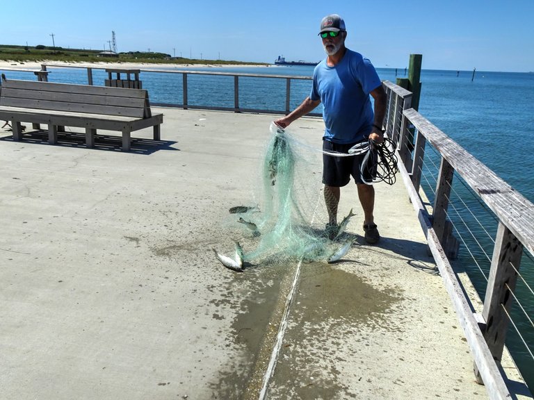 Peter fishes in a unique way