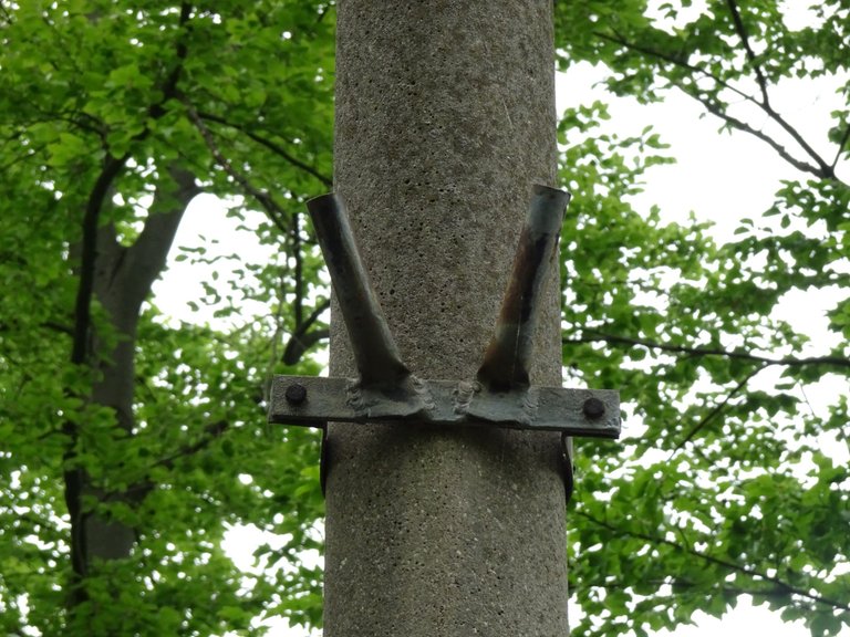 A flag holder, left by the communists