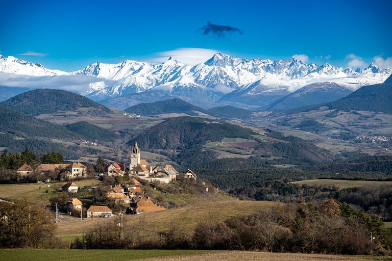 A village in French Alps at Rallye Monte Carlo 2024