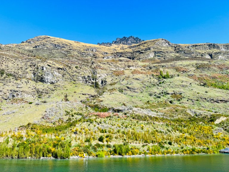 View of an example of the type of terrain that surrounds the lake.