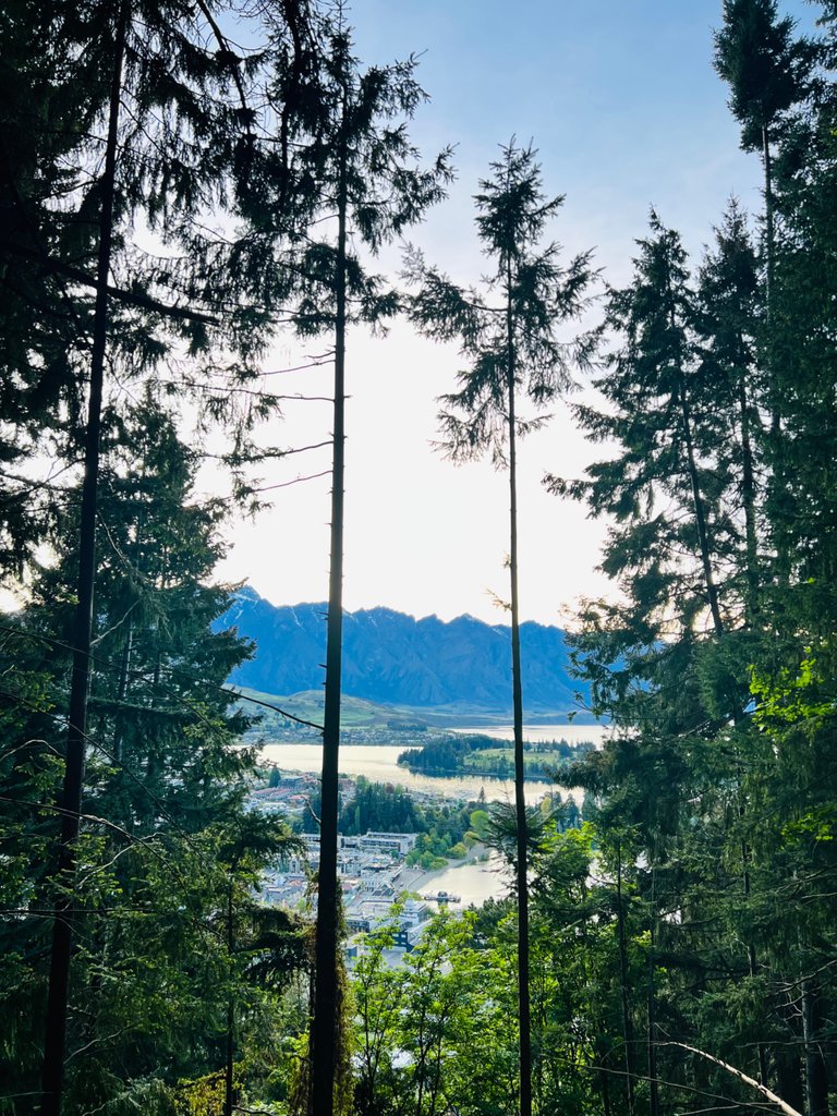 Our first real view of the city and lake on our ascent.