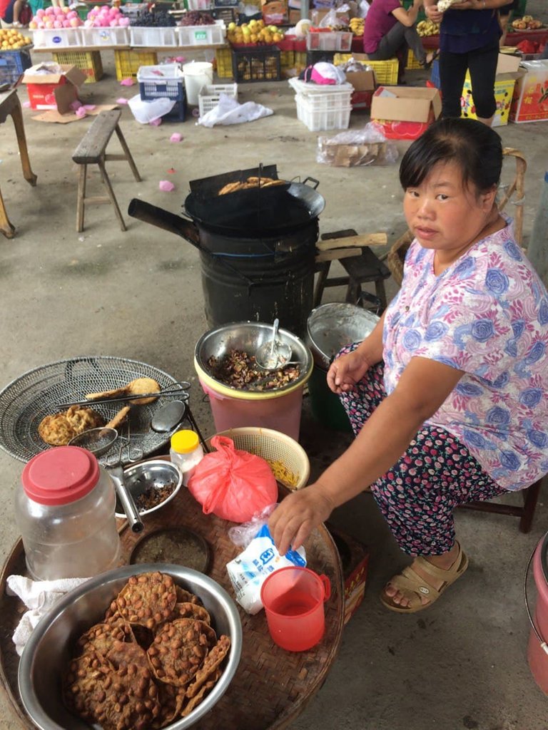 She was making some peanut crackers. Delicious!