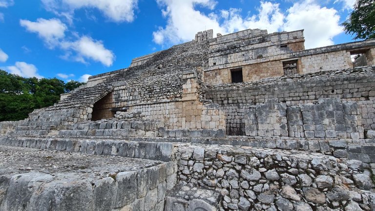 This is a ceremonial area and staris lead to the top of the highest building.