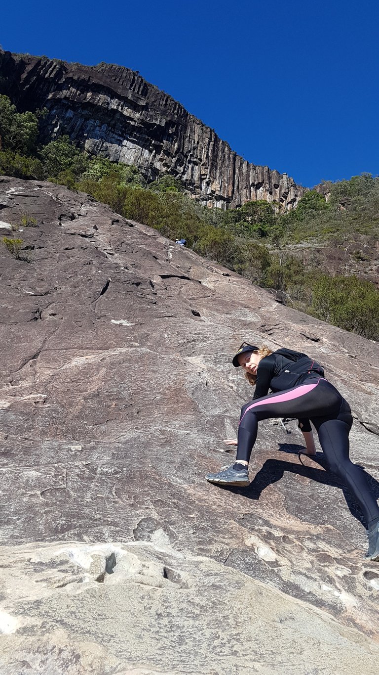 If you dare, bring your best shoes and look for the well worn path up the rock slab.