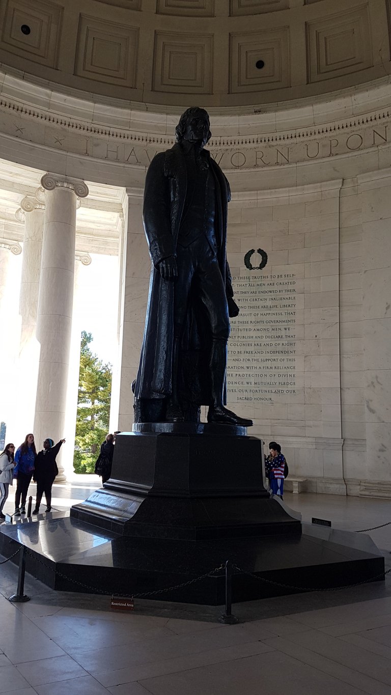 Inside the Thomas Jefferson Memorial.