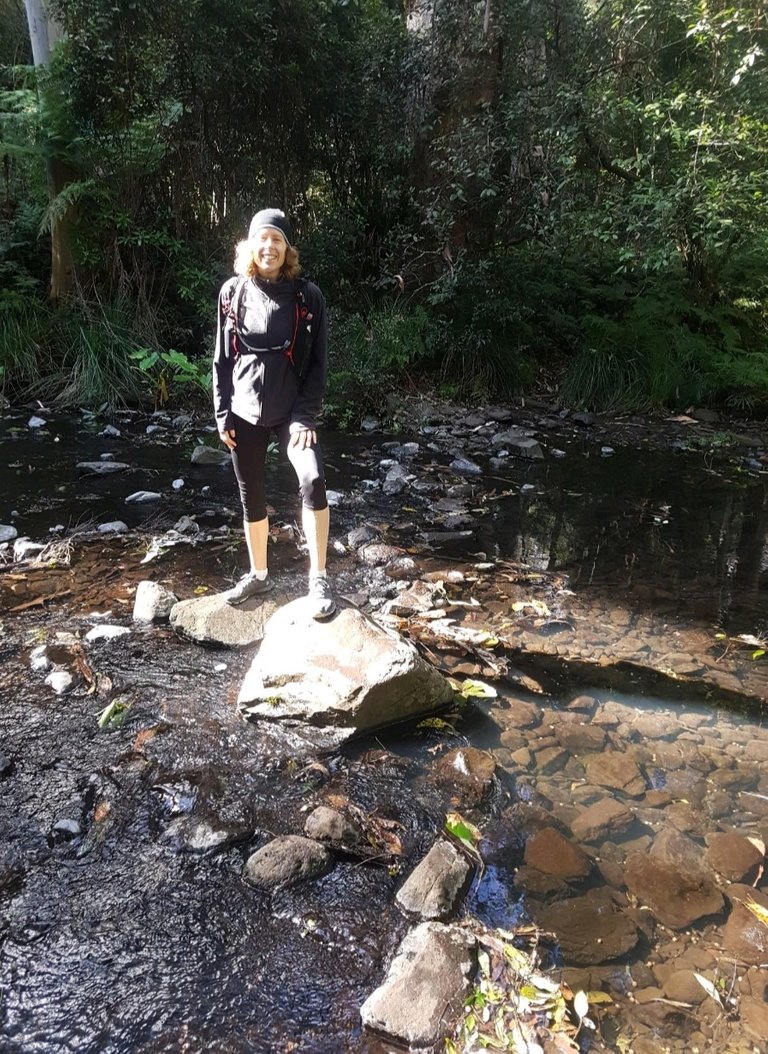 Caroline (Conscious Cat) as she crossed one of the many creek crossings on that walk.