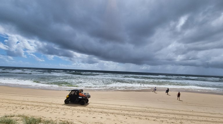 After the run we had a stretch and a swim to freshen up before checking out another beach and market at Maroocla. The dune buggy way marked as a council vehicle, not the usual surf live saving patrol we are used to seeing.