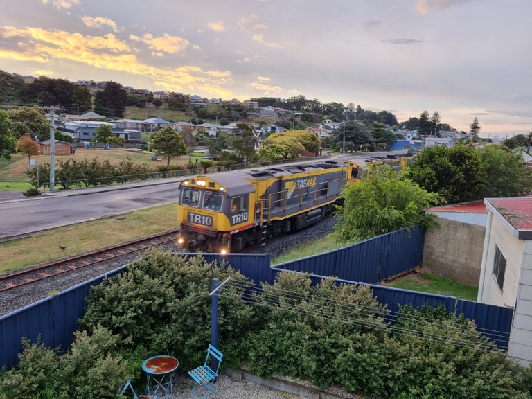 There it is; rolling right past our accommodation.