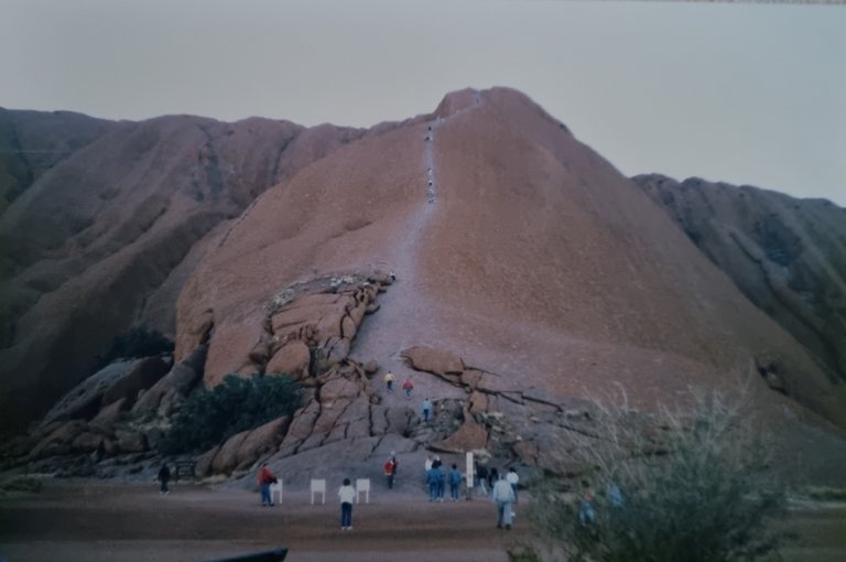 It was mainly called Ayers Rock back in the 80s and there was a chain so you could walk to the top. But it was not long afterwards that the chain was removed for culture significance reasons and later hiking to the top was banned completely.