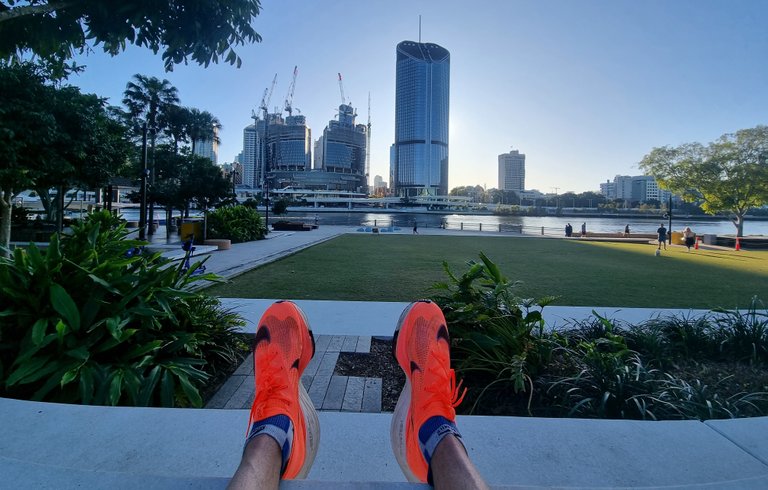 I had my fast loud nike shoes on for a run along the flat and wide river side walk way. There is a popular parkrun here every Saturday morning and a cheap $2 underground car park if you have a parkrun barcode and are out by 10am.