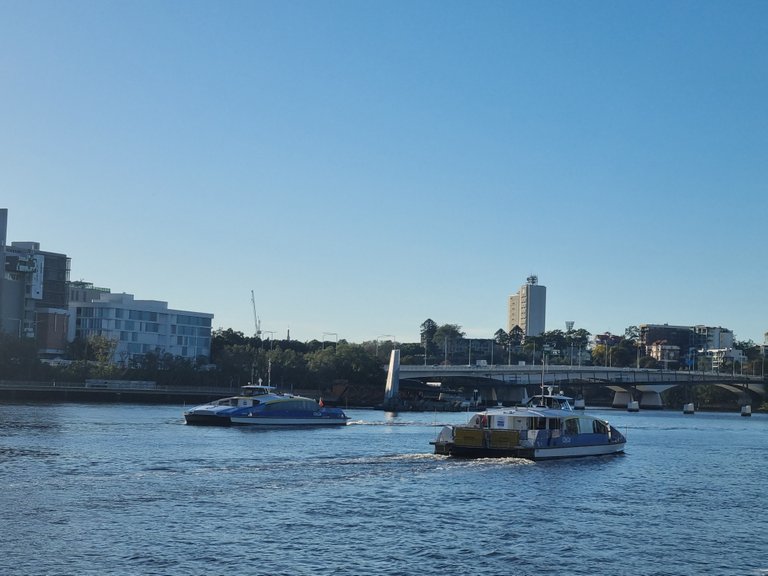 The river ferries are used by people getting to work and are a popular way for tourists to get a good view of this river city.