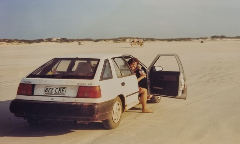 Cable beach, camels and the Hyundai Excel. Probably not the best idea long term for the car but it was fun driving a small 2wd vechicle on the beach