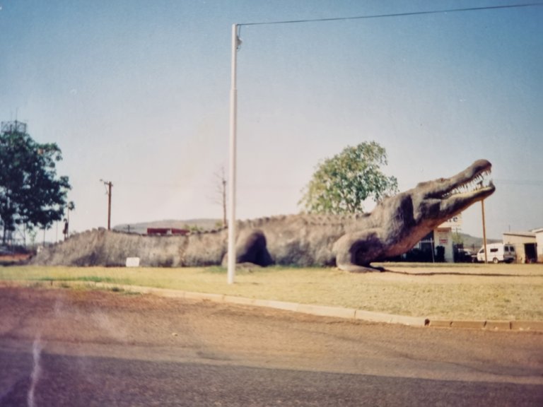 The concrete statue at Wyndham of an over sized Salt Water Crocodile just before we left Western Australia and drove into The Northern Territory.