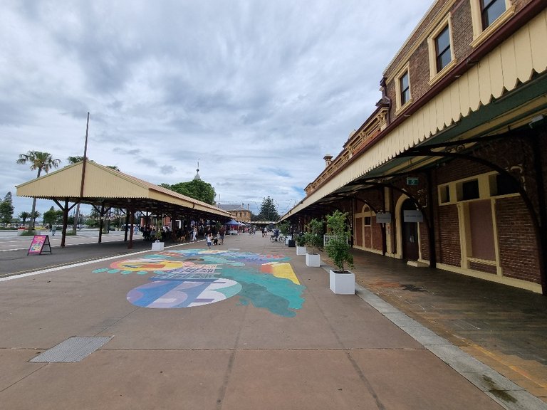 The old Newcastle main train station now replaced with the light rail and used as a weekend market place.