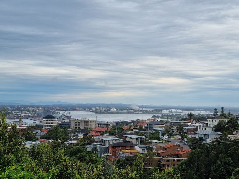 Looking north towards the Newcastle Central Business District and Hunter River.