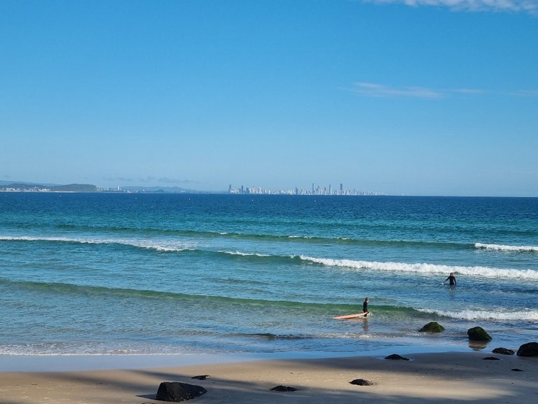 This is Greenmount beach looking towards Surfer Paradise Holiday apartments sky scrapers on the northern end of the gold coast