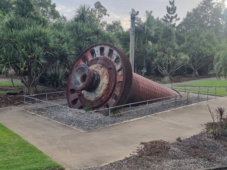 One of the old coral crushing tumbling machines.