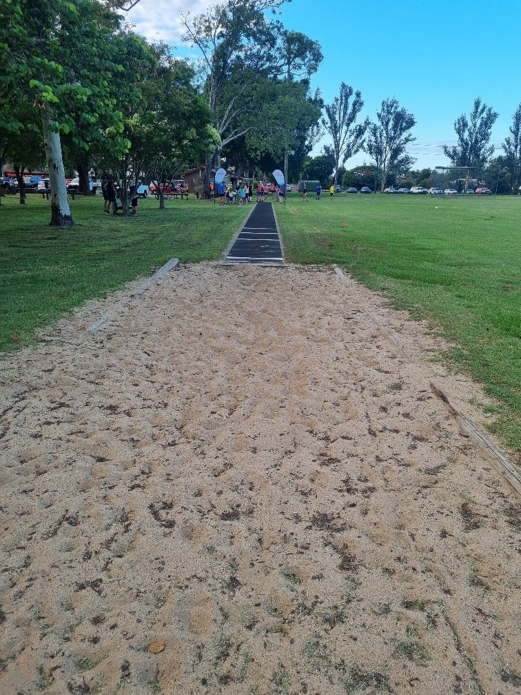 After my warm up a bit of a crowd was starting to build. The start and finish line was at the athletic fields long jump pit.