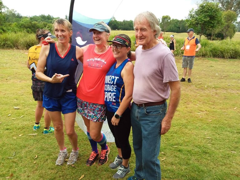 Yowie parkrun has some local legendary Australian runners as well, Sarah Kyter on the right was the first woman to run around Australia and Ron Grant did many epic long distance runs round Australia the first ever, and ran across the Simpson Desert. Photo credit to parkrun volunteer photographer. Sarah owed and ran the cafe we had breakfast at afterwards where I got to have a chat with Ron.