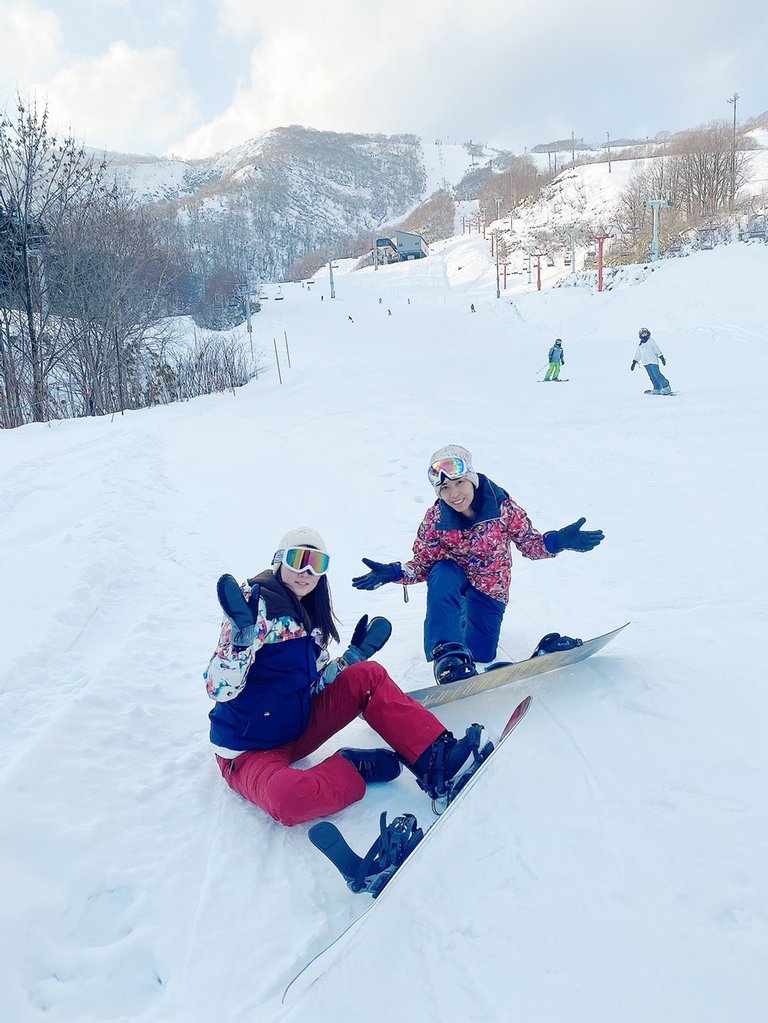 Snowboarding with co-worker